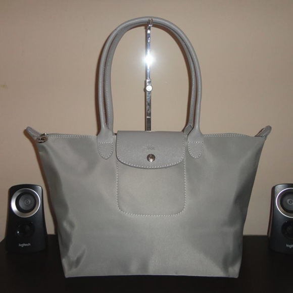 light grey longchamp bag